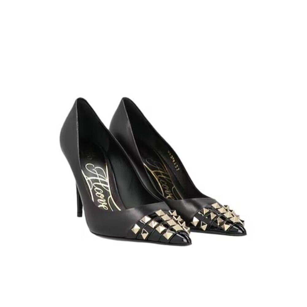 NIB Valentino Garavani Rockstud Alcove Pumps 37 US 7 Black Stiletto Heel $1050